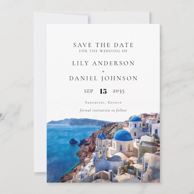 Santorini, Aquakultur Griechenland Hochzeit in Url Save The Date (Vorderseite)