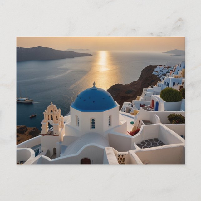 Santorini auf See Postcard Feiertagspostkarte (Vorderseite)