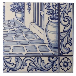 Santorini Azulejo-Muralfliese 6 von 6 unten rechts Fliese