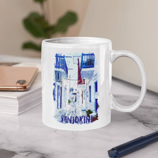 Santorini Blau-Weiß-Reise Kaffeetasse (santorini beautiful stylish mug)