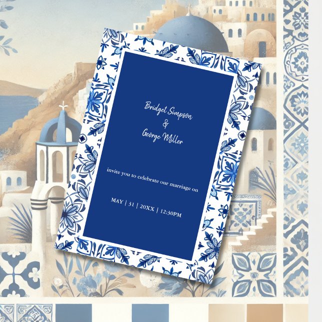 Santorini Blauer griechische Hochzeit Einladung (Von Creator hochgeladen)