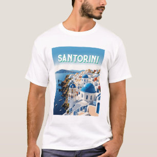 Santorini Blue Dome & Ocean View T - Shirt - Segel