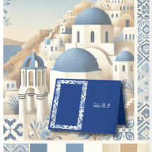 Santorini Blue Mediterrane Hochzeitskarte