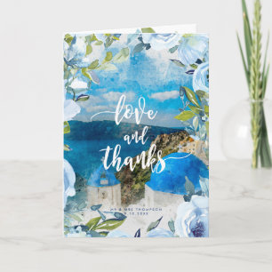 Santorini Blumen Hochzeit Liebe & Dankes Karte