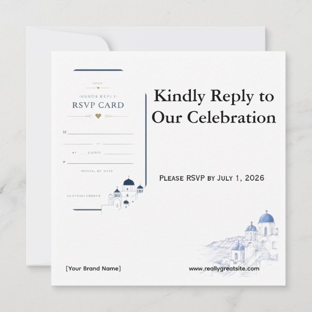 Santorini Boarding Pass RSVP Karte (Rückseite)