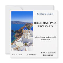 Santorini Boarding Pass RSVP Karte