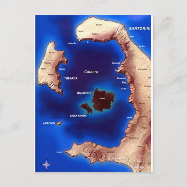 santorini-caldera-map.jpg postkarte (Vorderseite)