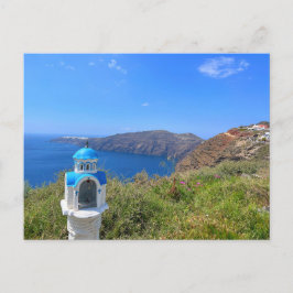Santorini Greece Blue Domed Church Postkarte