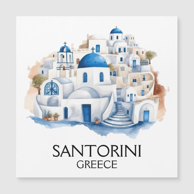 Santorini Greece Blue Roof Gebäude Architecture Magnetkarte (Vorderseite)