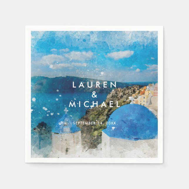 Santorini Greece Hochzeitsnapkins Serviette (Vorderseite)