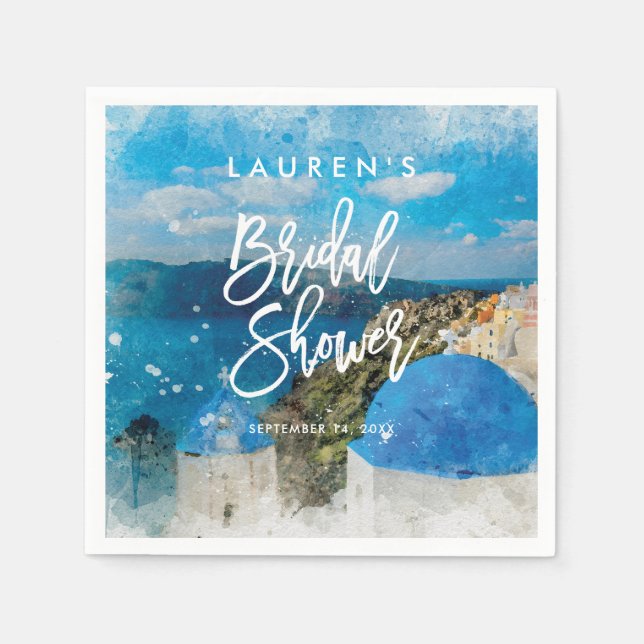 Santorini Greece Sommerserien Brautparty Napkins Serviette (Vorderseite)