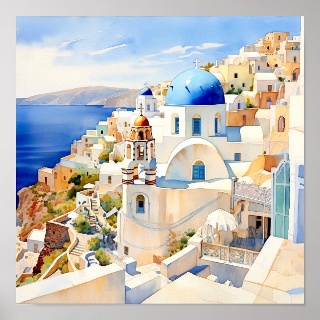 Santorini Greece Wall Art Square Poster (Vorne)