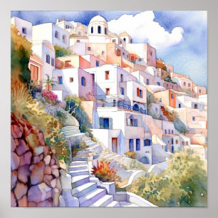 Santorini Greece Wall Art Square Poster