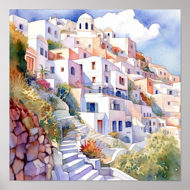 Santorini Greece Wall Art Square Poster (Vorne)