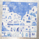 Santorini Greece Watercolor Blue White Schal<br><div class="desc">Ein modernes blau-weißes Aquarellbild von Oia auf der atemberaubenden griechischen Insel Santorin. Originelle Kunst von Nic Squirrell.</div>