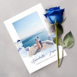 Santorini Greece Watercolor Couple Foto Wedding Save The Date