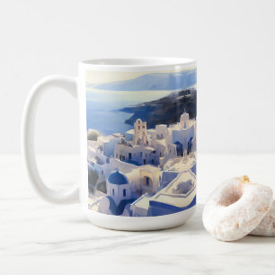 Santorini Griechenland Aquarellmalerei Kaffeetasse