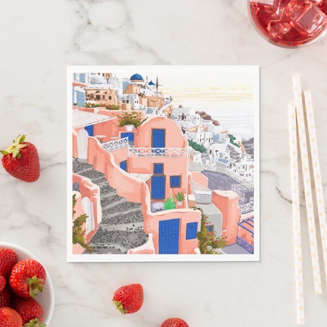 Santorini Griechenland Architektur Serviette (Beispiel)