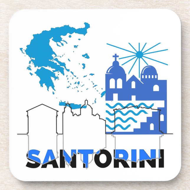 Santorini Griechenland.b Getränkeuntersetzer (Vorderseite)