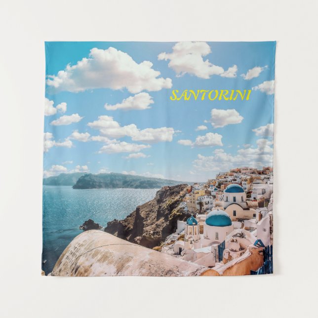Santorini, Griechenland Beach House Wandteppich (Vorderseite)