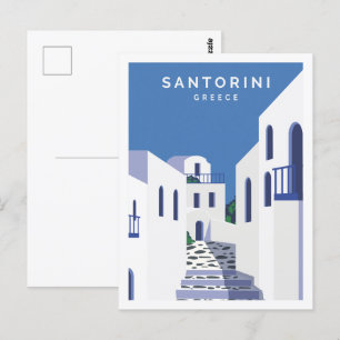 Santorini Griechenland Berühmter Reiseort Illustra Postkarte