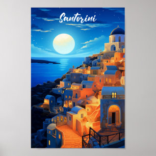 Santorini Griechenland Berühmter Vintage Travel Pl Poster