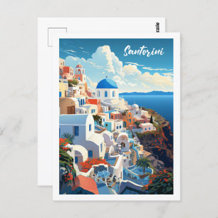 Santorini Griechenland Berühmter Vintage Travel Pl Postkarte