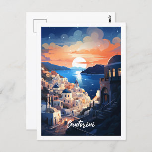 Santorini Griechenland Berühmter Vintage Travel Pl Postkarte