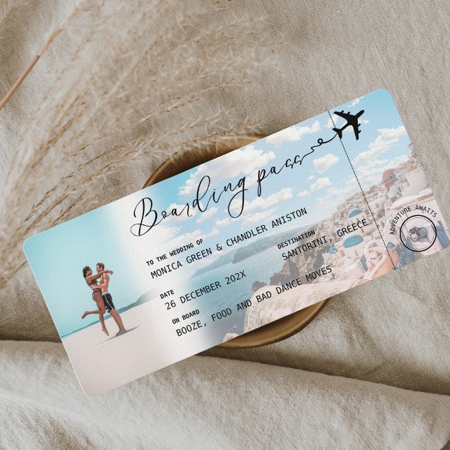 SANTORINI Griechenland Boarding Pass QR Foto Weddi Einladung (Von Creator hochgeladen)