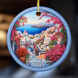 Santorini Griechenland Bougainvillea Malerei Kunst Keramik Ornament