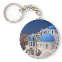 Santorini Griechenland Button Schlüsselanhänger