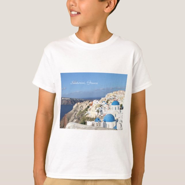 Santorini, Griechenland, Dorf Oia, Shirt des Kinde (Vorderseite)