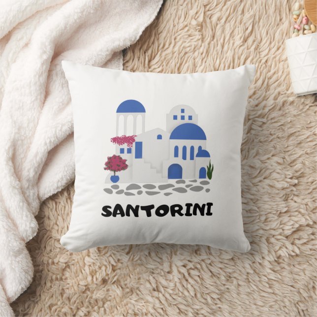Santorini Griechenland Gebäude Kissen (Decke)