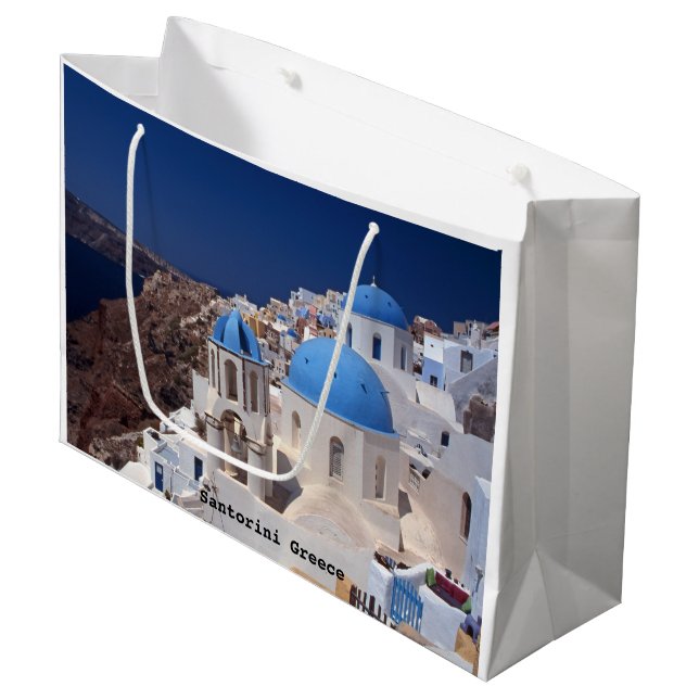 Santorini Griechenland Gift Bag Große Geschenktüte (Vorderseite Schrägansicht)
