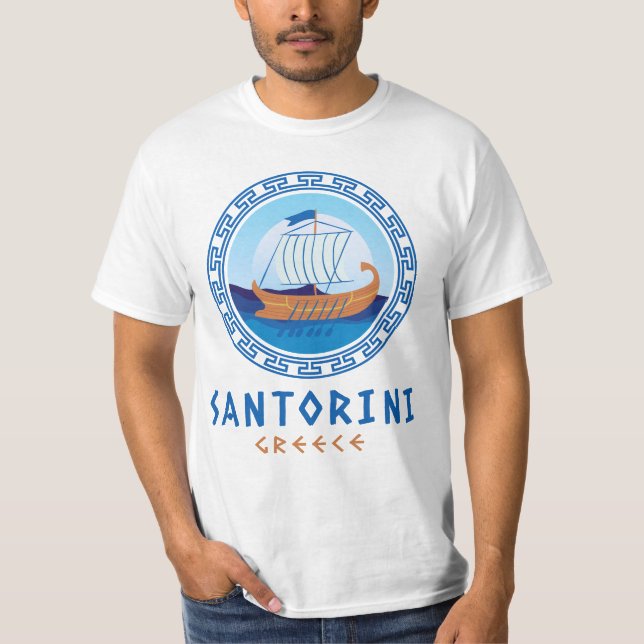 Santorini, Griechenland, griechischer Entwurf von  T-Shirt (Vorderseite)