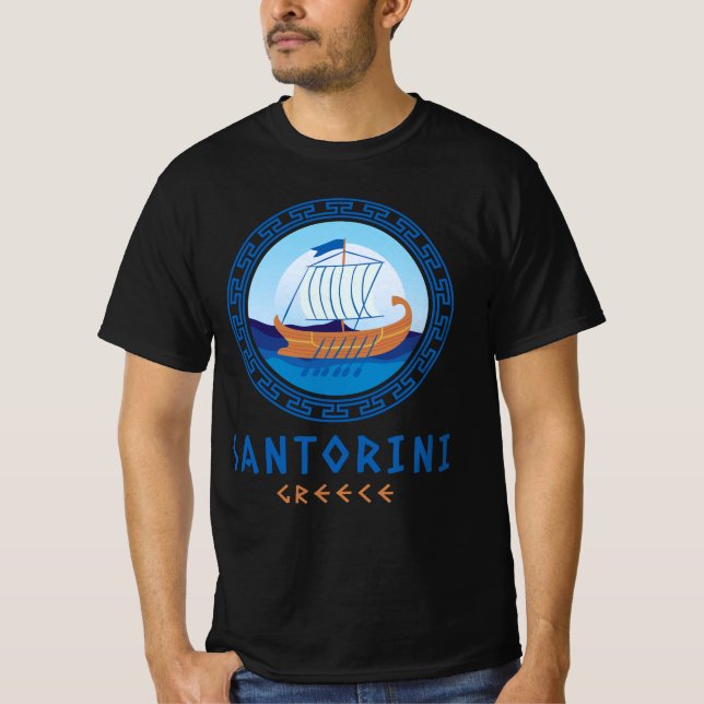 Santorini, Griechenland, griechischer Entwurf von  T-Shirt (Vorderseite)