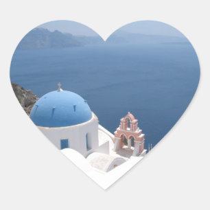 Santorini Griechenland Herz-Aufkleber