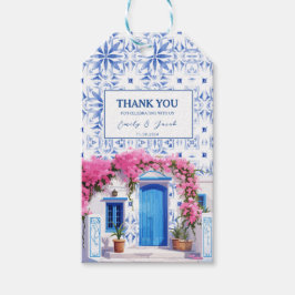 Santorini Griechenland Hochzeit Blau-Weiß Geschenkanhänger