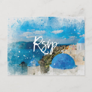 Santorini Griechenland Hochzeit rsvp Postkarte