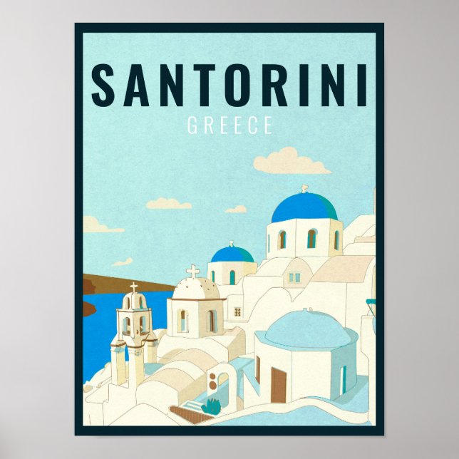 Santorini Griechenland Insel Vintage Reise Souveni Poster (Vorne)