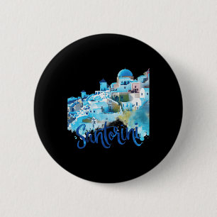 Santorini Griechenland Insel Wasserfarben Souvenir Button