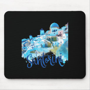 Santorini Griechenland Insel Wasserfarben Souvenir Mousepad
