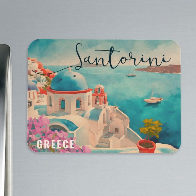 Santorini Griechenland Insel Wasserfarbenreise Sou Magnet (Von Creator hochgeladen)