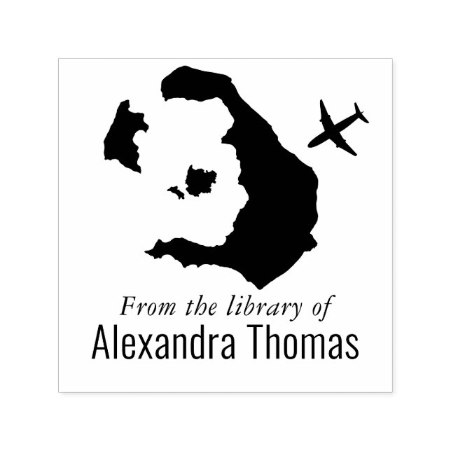 Santorini Griechenland Karte Flugzeug Bibliothek Permastempel (Design)