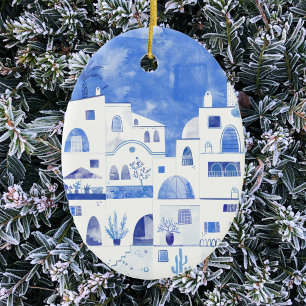 Santorini Griechenland Keramik Wasserfarben Ornament