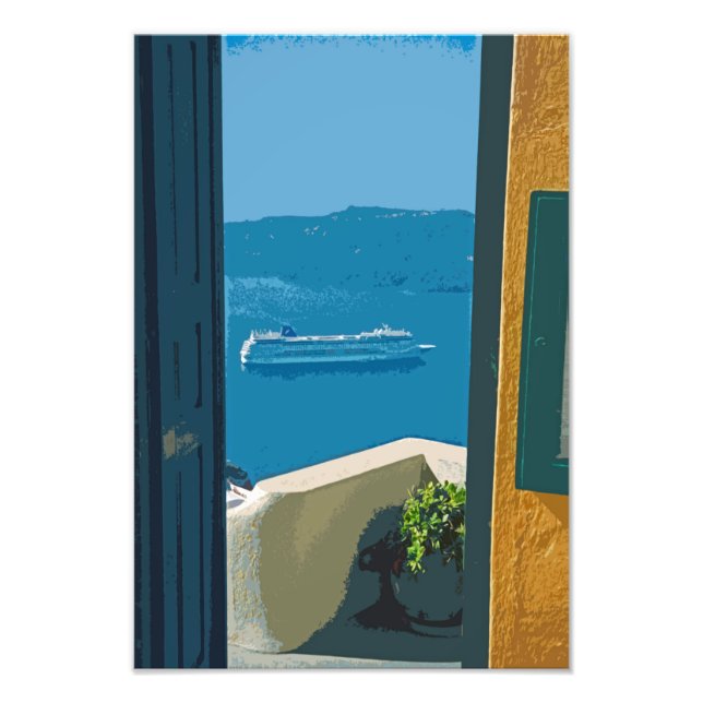Santorini, Griechenland Kreuzfahrtschiff Fotodruck (Vorne)