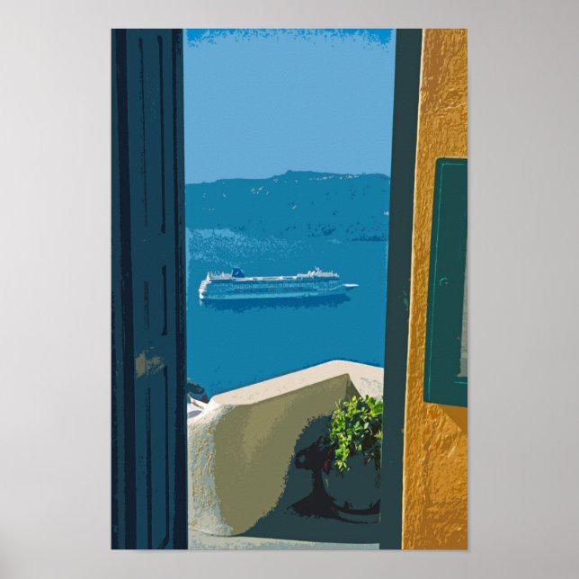 Santorini, Griechenland Kreuzfahrtschiff Poster (Vorne)