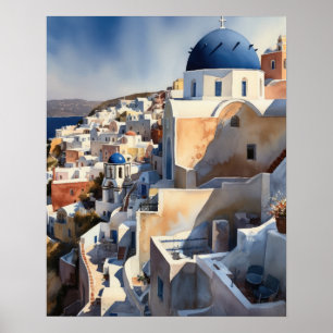 Santorini Griechenland Landschaft Reisen Kunst dru Poster