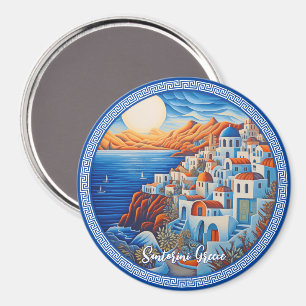 Santorini Griechenland Malerei Reisekunst Magnet