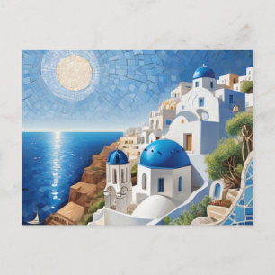Santorini Griechenland Mixed Media Mosaik - Griech Feiertagspostkarte